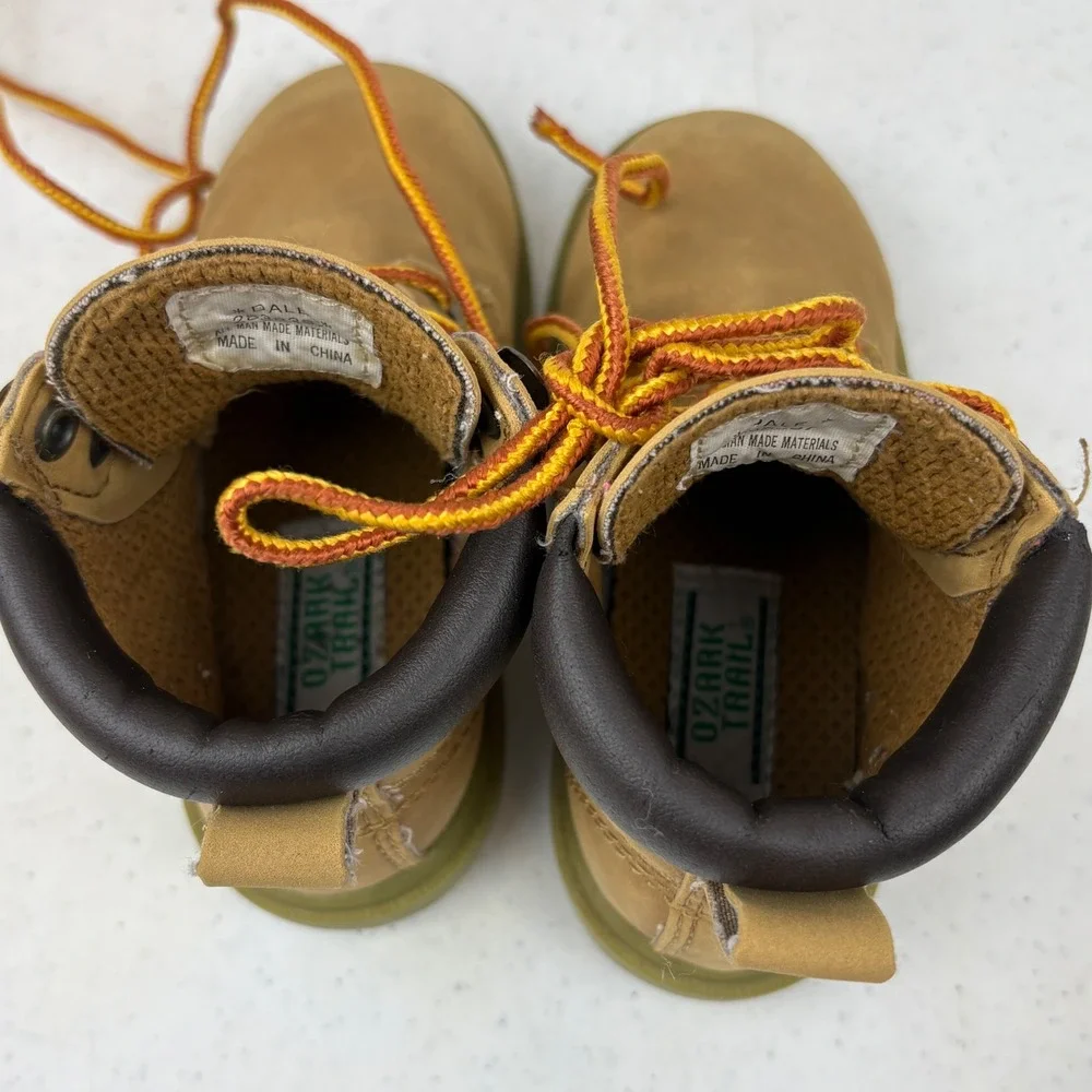 Ozark Trail‎ Dale Toddler Boys Wheat Work Boots Size 7 Tan Lace Up Lug Sole